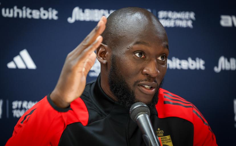Belgium's Romelu Lukaku pictured during a press conference of Belgian national soccer team the Red Devils, Wednesday 19 March 2025 in Murcia, Spain, ahead of tomorrow's game against Ukraine, in the Nations League group phase. BELGA PHOTO VIRGINIE LEFOUR