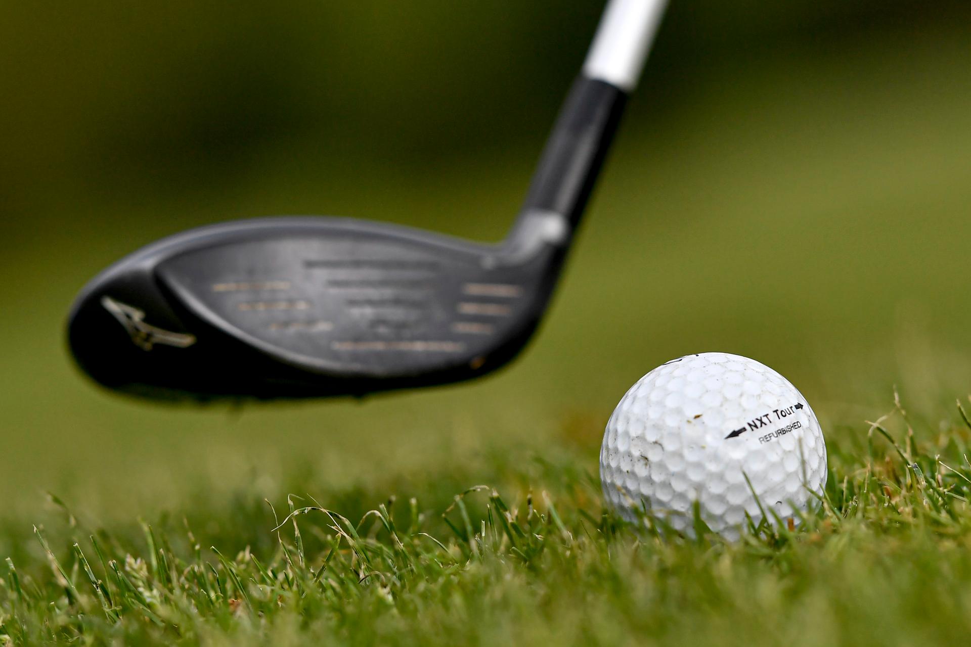 Illustration picture shows a golf club and ball during the preparations of the golf course and the special measures for the re-opening of Cleydael Golf and Country Club on Monday May 4th, Friday 01 May 2020. Golf is possible in a group (flight) of 3 persons and the clubhouse and the facilities stay closed. Belgium is in its seventh week of confinement in the ongoing corona virus crisis. The government has announced a phased plan to attempt an exit from the lockdown situation in the country, continuing to avoid the spread of Covid-19. BELGA PHOTO DIRK WAEM