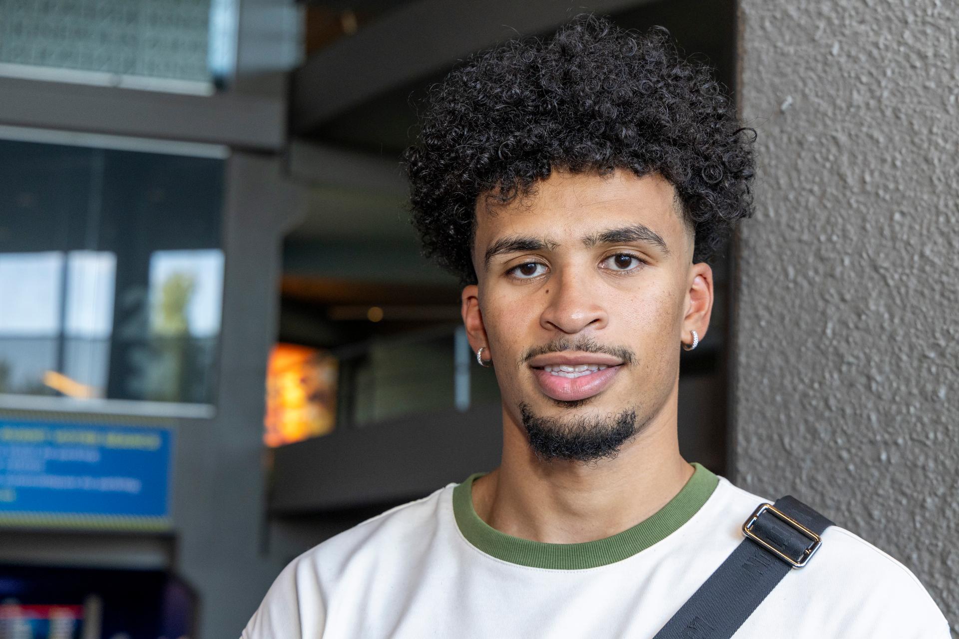 Belgian NBA-player Toumani Camara poses for the photographer at a press vision and avant-premiere of the documentary 'The Belgian Dream', at Kinepolis cinema complex in Brussels, Monday 29 July 2024. BELGA PHOTO NICOLAS MAETERLINCK