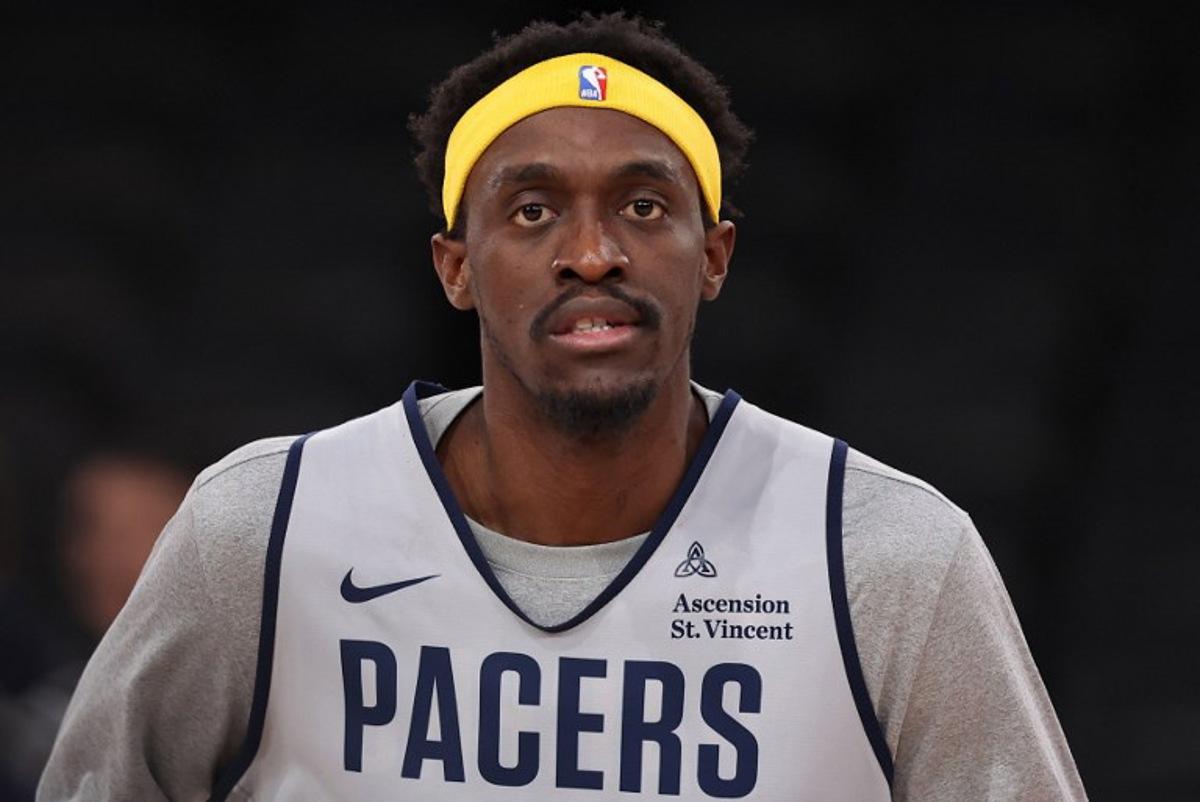 Indiana Pacers' Cameroon forward #43 Pascal Siakam takes part a training session at the Accor Arena - Palais Omnisports de Paris-Bercy - in Paris on January 22, 2025. San Antonio Spurs will face the Indiana Pacers on January 23 and 25 at Bercy, two NBA games relocated to Paris.  FRANCK FIFE / AFP