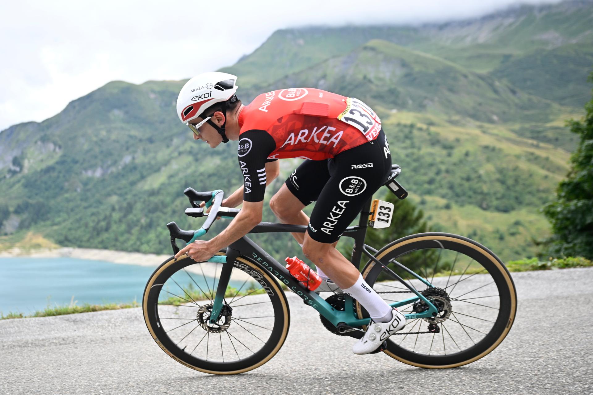 French Ewen Costiou of Arkea-B&B Hotels pictured in action during stage 19 of the 2025 Tour de France cycling race, from Albertville to La Plagne (130km), on Friday 25 July 2025 in France. The 112th edition of the Tour de France starts on Saturday 5 July in Lille, France, and will finish in Paris, France on the 27th of July.   BELGA PHOTO JASPER JACOBS
