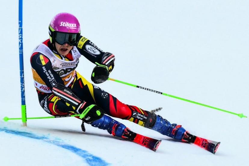 Belgium's Sam Maes competes in the first run of the Men's Giant Slalom event, part of the FIS Alpine Ski World Cup 2025-2026, in Alta Badia, northern Italy, on December 21, 2025.  Stefano RELLANDINI / AFP