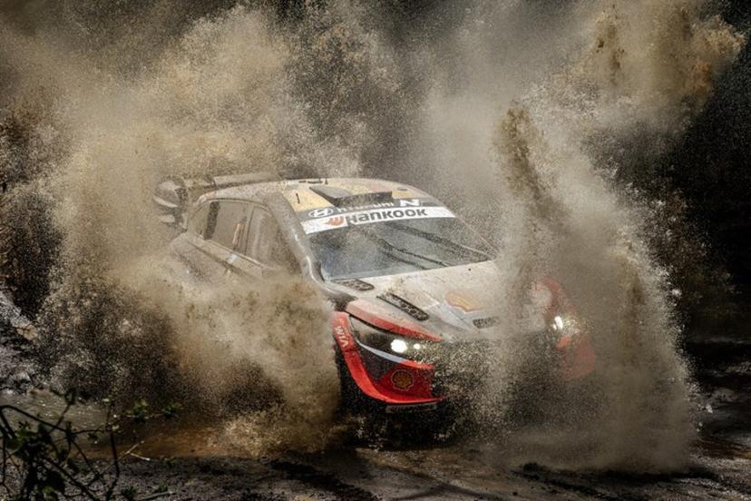 Hyundai Shell Mobis World Rally Team's Belgian driver Thierry Neuville steers his Hyundai i20 N Rally1 with Belgian co-driver Martijn Wydaeghe during the World Rally Championship (WRC) Safari Rally Kenya Special Stage 13 (SS13) in Gilgil on March 22, 2025.  Luis TATO / AFP