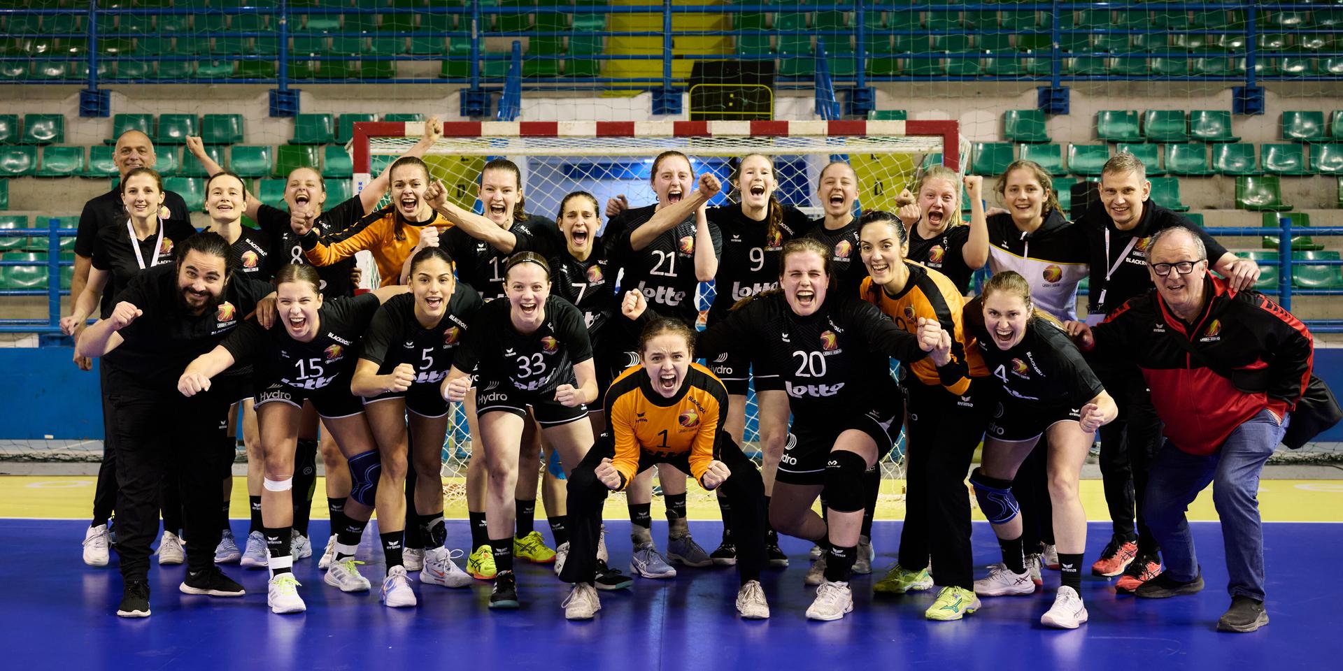 ATTENTION EDITORS - HAND OUT PICTURES - EDITORIAL USE WITH STORY ON HANDBALL ONLY - MANDATORY CREDIT ALAIN DECAMPS  Hand out pictures released by Alain Decamps shows the Black Arrows during a handball game between Belgium and Luxembourg national team, on the first phase of the qualifiers for the European Champiosnhip Women 2026, Saturday 08 March 2025 in Nicosia, Cyprus.  HAND OUT - ALAIN DECAMPS