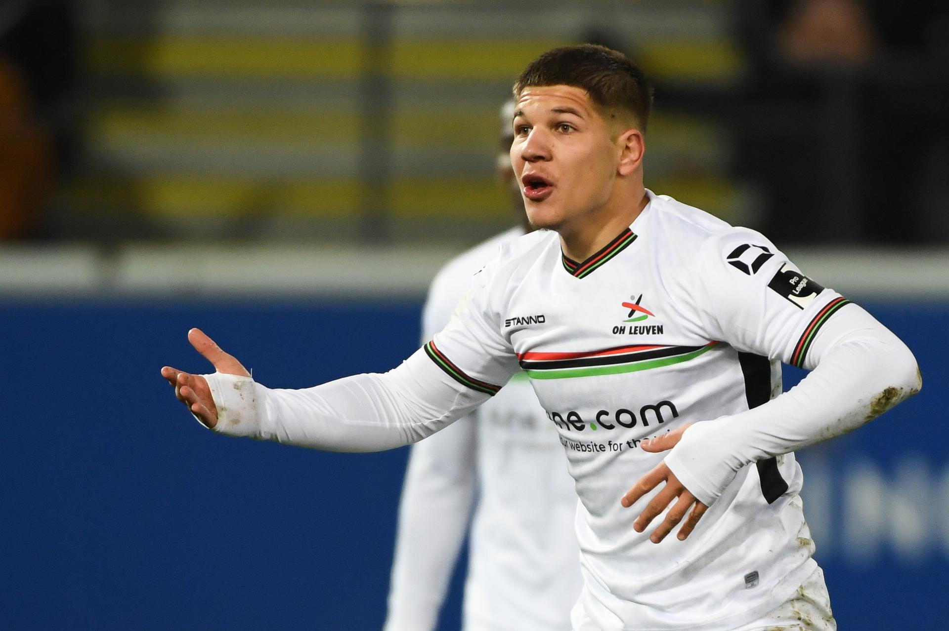 OHL's Jovan Mijatovic looks dejected during a soccer match between Oud-Heverlee Leuven and KVC Westerlo, Sunday 02 March 2025 in Heverlee, on day 28 of the 2024-2025 season of the 'Jupiler Pro League' first division of the Belgian championship. BELGA PHOTO JILL DELSAUX