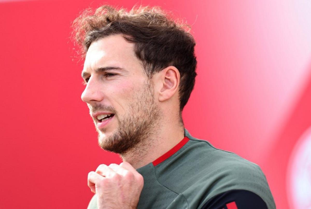 Bayern Munich's German midfielder #08 Leon Goretzka attends a training session on October 21, 2025 in Munich, southern Germany, on the eve of the the UEFA Champions League football match between FC Bayern Munich (GER) and Club Brugge (BEL).  Alexandra BEIER / AFP