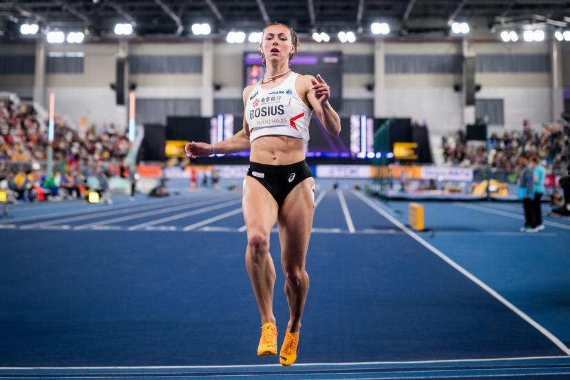 Belgian Rani Rosius pictured in action during the women's 60m sprint, at the World Athletics Indoor Championships, in Nanjing, China, Saturday 22 March 2025. The championships take place from 21 to 23 March. BELGA PHOTO JASPER JACOBS