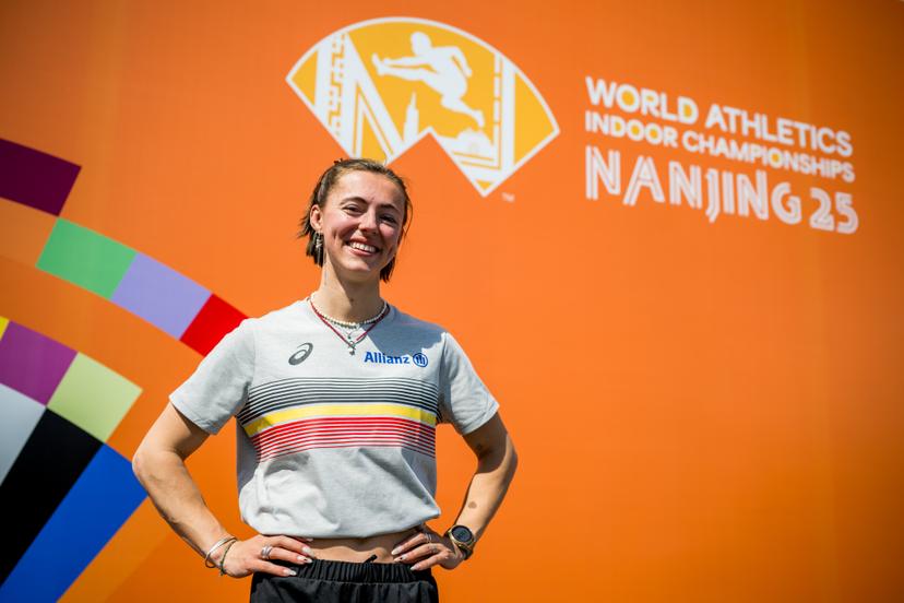 Belgian Rani Rosius poses for the photographer during the the World Athletics Indoor Championships, in Nanjing, China, Friday 21 March 2025. The championships take place from 21 to 23 March. BELGA PHOTO JASPER JACOBS