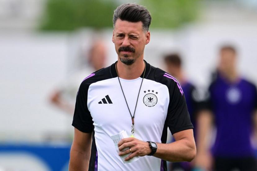 Germany's assistant coach Sandro Wagner attends a MD-1 training session at the team's base camp in Herzogenaurach, on June 28, 2024, on the eve of their Euro 2024 Round of 16 football match against Denmark.  Tobias SCHWARZ / AFP