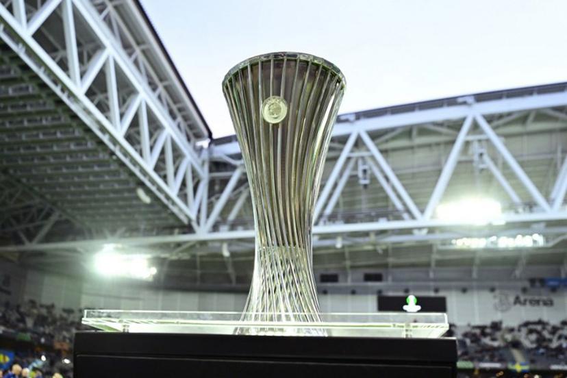 The Uefa Conference League trophy is pictured prior to the start of the UEFA Conference League semi-final football match Djurgardens IF vs Chelsea FC at the 3Arena in Stockholm, Sweden, on May 1, 2025,    Jonas EKSTROMER / TT NEWS AGENCY / AFP