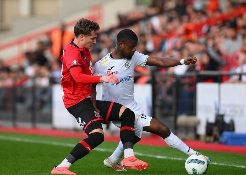 Rwdm's Mats Lemmens pictured during a soccer match between RWD Molenbeek and KSC Lokeren-Temse, Sunday 27 April 2025 in Brussels, a semi-final second leg game in the Promotion Play-off of the 2024-2025 'Challenger Pro League' 1B second division of the Belgian championship. BELGA PHOTO JOHN THYS
