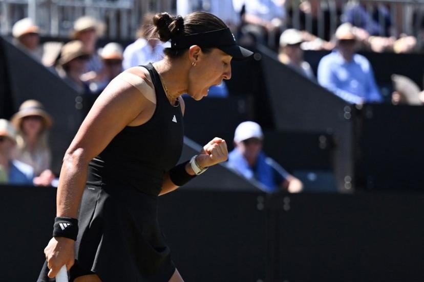 USA's Jessica Pegula reacts as she plays against Poland's Iga Swiatek (not pictured) during their final match of the 2025 WTA Bad Homburg Open Tennis Tournament on June 28, 2025 in Bad Homburg, western Germany.  Kirill KUDRYAVTSEV / AFP
