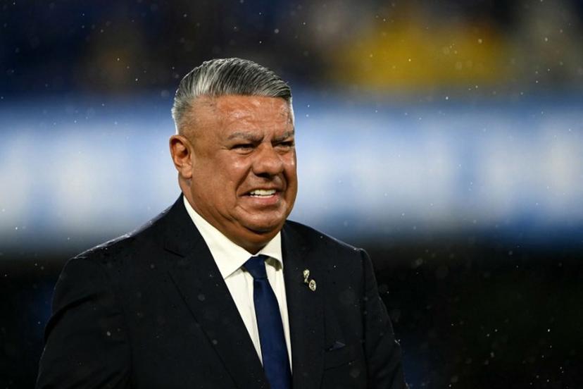 (FILES) Argentine Football Association (AFA) president Claudio Tapia attends a friendly football match between Argentina and Mauritania at La Bombonera stadium in Buenos Aires on March 27, 2026. An Argentine judge has formally charged the Argentine Football Association (AFA), its president Claudio 'Chiqui' Tapia and other officials with tax evasion, according to a ruling released on March 30, 2026. Luis ROBAYO / AFP