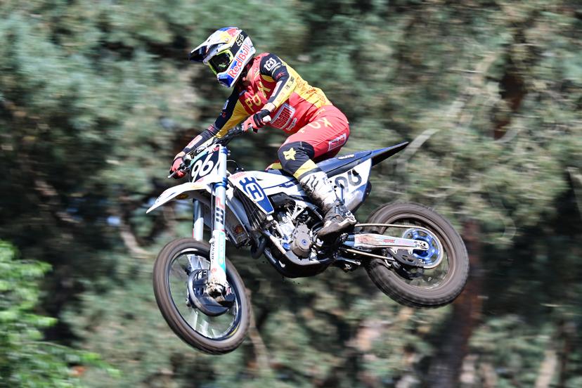 Belgian Lucas Coenen pictured in action during the sixth stage (6 of 10) of the the Belgian Championships motocross, at Keiheuvel, in Balen, Thursday 15 August 2024. BELGA PHOTO MAARTEN STRAETEMANS