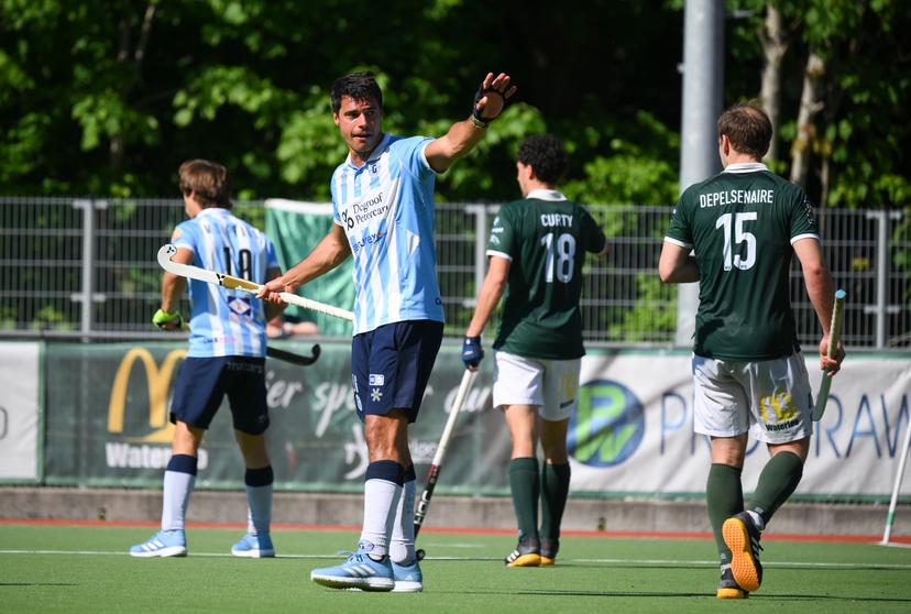 Gantoise's Alexander Hendrickx pictured during a hockey game between Waterloo Ducks and Gantoise, Thursday 01 May 2025 in Waterloo, on day 20 of the Belgian first division hockey championship. BELGA PHOTO JOHN THYS