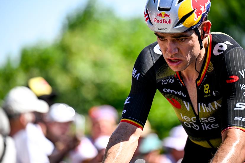 Belgian Wout van Aert of Team Visma-Lease a Bike pictured in action during stage seven of the 2025 Tour de France cycling, from Saint-Malo to Mur-de-Bretagne (194 km), on Friday 11 July 2025 in France. The 112th edition of the Tour de France starts on Saturday 5 July in Lille, France, and will finish in Paris, France on the 27th of July. BELGA PHOTO JASPER JACOBS