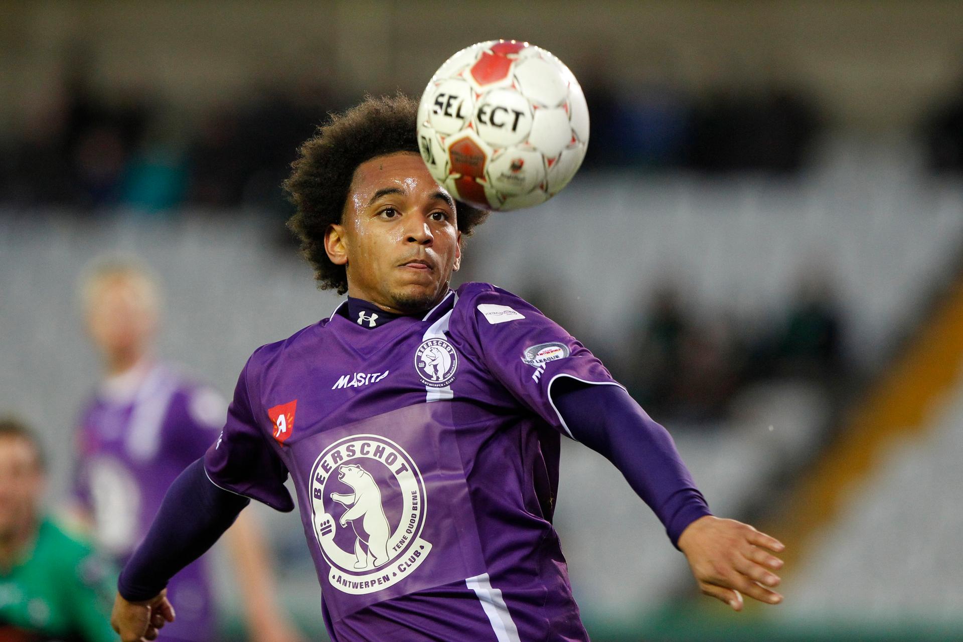 20130406 - BRUGGE, BELGIUM: Beerschot's Funso Ojo pictured during the Jupiler Pro League match of Play-Off 3, between Cercle Brugge KSV and Beerschot AC, in Brugge, Saturday 06 April 2013, on day 2 of the Play-Off 3 of the Belgian soccer championship. BELGA PHOTO KRISTOF VAN ACCOM