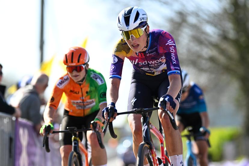 Dutch Mischa Bredewold of SD Worx-Protime pictured in action during the women's race of the 'Ronde van Vlaanderen/ Tour des Flandres/ Tour of Flanders' one day cycling race, 168,8k with start and finish in Oudenaarde, Sunday 06 April 2025. BELGA PHOTO JASPER JACOBS