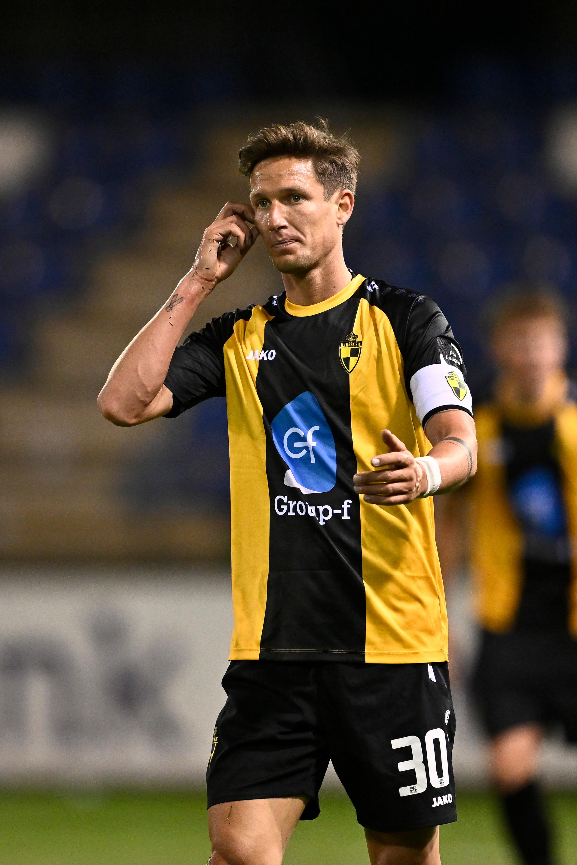 Lierse's Glenn Claes pictured during a soccer game between Jong Genk and Lierse SK, Friday 18 April 2025 in Geel, on the 30th and last day of the 2024-2025 'Challenger Pro League' 1B second division of the Belgian championship. BELGA PHOTO JOHAN EYCKENS