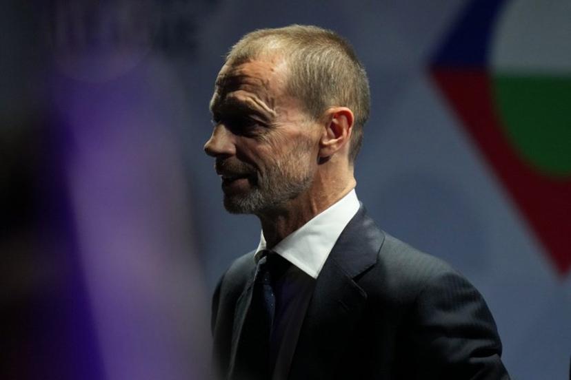 UEFA president Aleksander Ceferin leaves after attending the 2026/27 UEFA Nations League league phase draw ceremony as part of the European football governing body's 50th annual Ordinary Congress in Brussels on February 12, 2026.  Pau BARRENA / AFP
