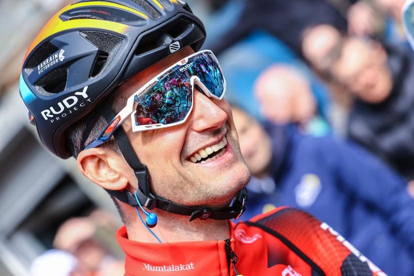 Dutch Wout Poels of Bahrain Victorious pictured at the start of the start of the 86th edition of the men's race 'La Fleche Wallonne', a one day cycling race (Waalse Pijl - Walloon Arrow), 194,2 km from Herve to Huy, Wednesday 19 April 2023. BELGA PHOTO DAVID PINTENS