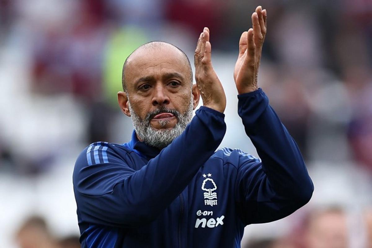 Nottingham Forest's Portuguese manager Nuno Espirito Santo reacts following the English Premier League football match between West Ham United and Nottingham Forest at the London Stadium, in London on May 18, 2025.  HENRY NICHOLLS / AFP