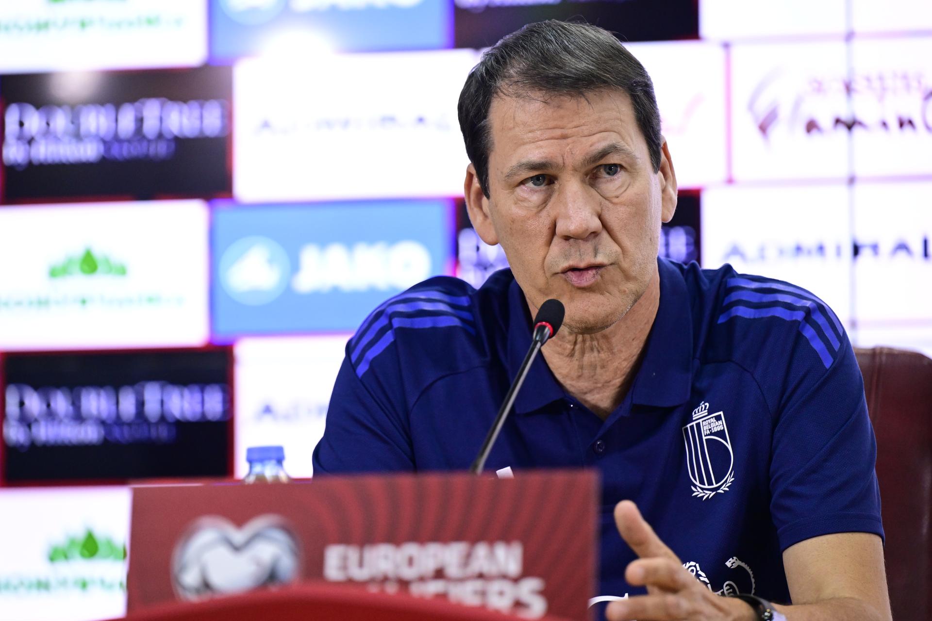 Belgium's head coach Rudi Garcia pictured during a press conference of the Red Devils, the Belgian national soccer team, In Skopje, Northern Macedonia, Thursday 05 June 2025. The team is preparing for the World Cup 2026 qualifiers against North Macedonia (06/06). BELGA PHOTO DIRK WAEM