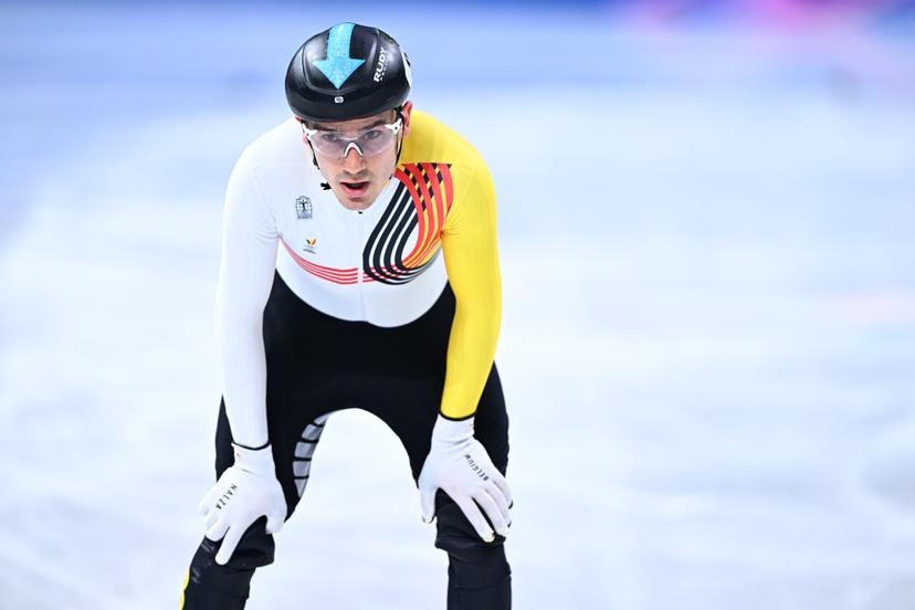 Belgian shorttrack skater Stijn Desmet pictured during the Men 1000m heats in the Short Track Speed Skating competition at the Milano Cortina 2026 Olympic Winter Games, on Tuesday 10 February 2026 in Milan, Italy. The XXV Winter Olympics take place from 6 to 22 February 2026 in Italy. BELGA PHOTO JASPER JACOBS