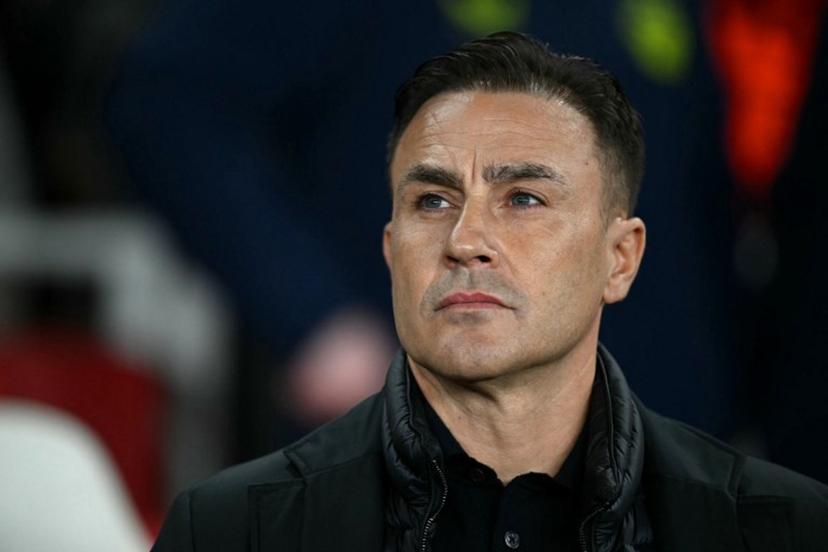Dinamo Zagreb's Italian head coach Fabio Cannavaro looks on before the UEFA Champions League football match between Arsenal and Dinamo Zagreb at the Emirates Stadium in north London on January 22, 2025.  JUSTIN TALLIS / AFP