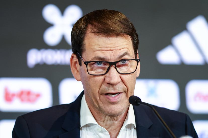 Belgium's head coach Rudi Garcia pictured during a press conference to announce the selection of the Red Devils, the Belgian national soccer team, at the Proximus Basecamp in Tubize, Sunday 18 May 2025. The team is preparing for the matches against Northern Macedonia (06/06) and Wales (09/06). BELGA PHOTO BRUNO FAHY