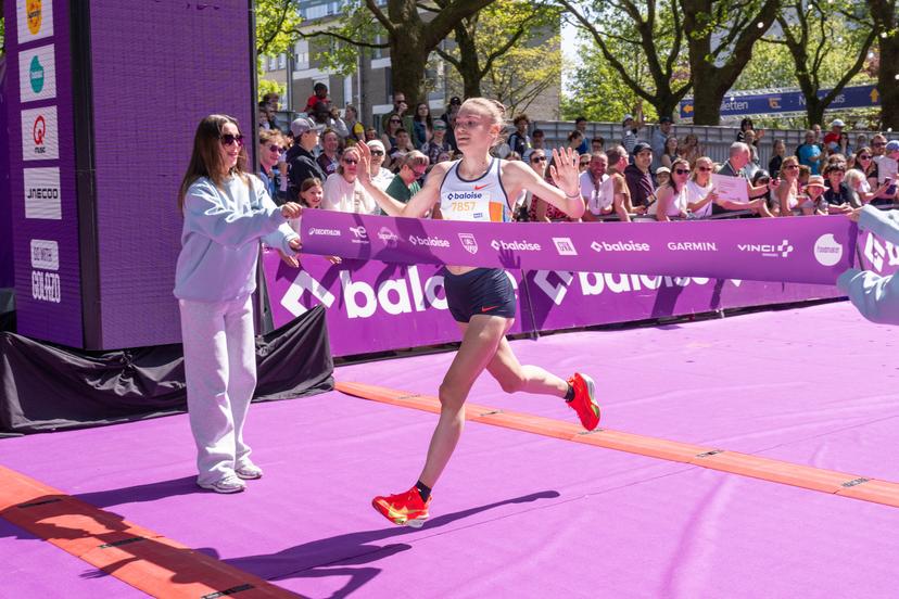 Belgian Jana Van Lent wins the Antwerp Ten Miles running event, Sunday 27 April 2025 in Antwerp. BELGA PHOTO JONAS ROOSENS