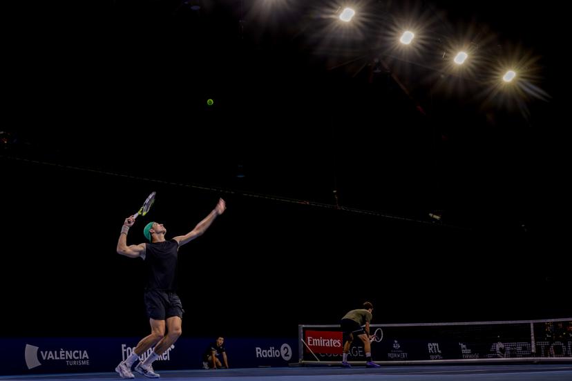 Belgian Tibo Colson pictured in action during the European Open ATP tennis tournament in Brussels, on Thursday 16 October 2025. This year's edition of the tournament is taking place from 12 to 19 October 2025. BELGA PHOTO DAVID PINTENS