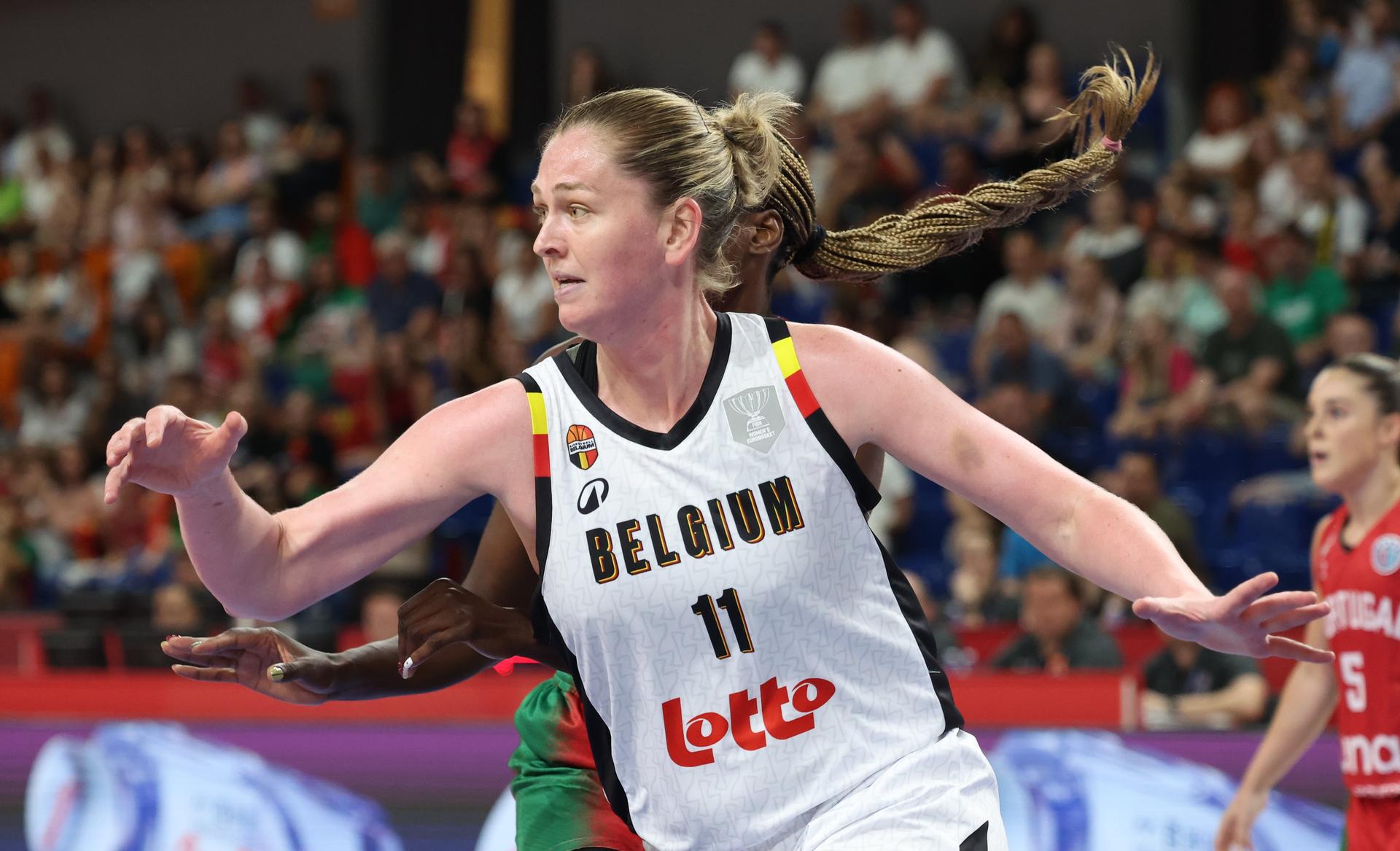 Belgium's Emma Meesseman pictured during a first game in the group stage (group C) between Belgian national women team 'the Belgian Cats' and Portugal, in Brno, Czech Republlic, on Thursday 19 June 2025, at the FIBA Women's EuroBasket 2025. BELGA PHOTO VIRGINIE LEFOUR