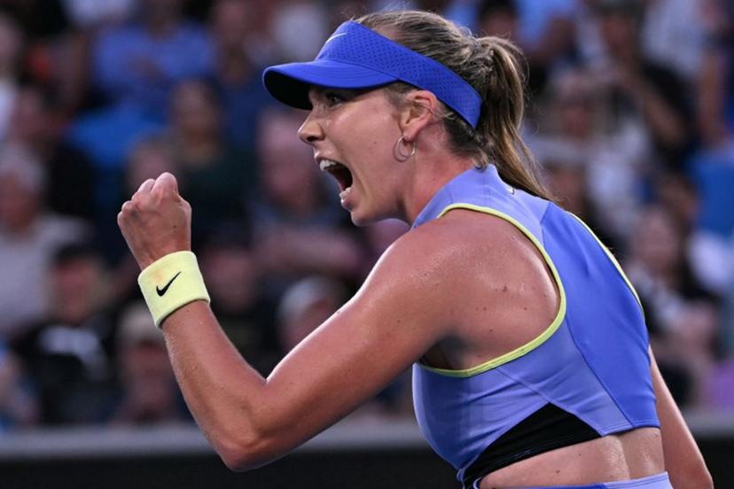 Britain's Katie Boulter reacts after a point against Switzerland's Belinda Bencic during their women's singles match on day three of the Australian Open tennis tournament in Melbourne on January 20, 2026.  WILLIAM WEST / AFP