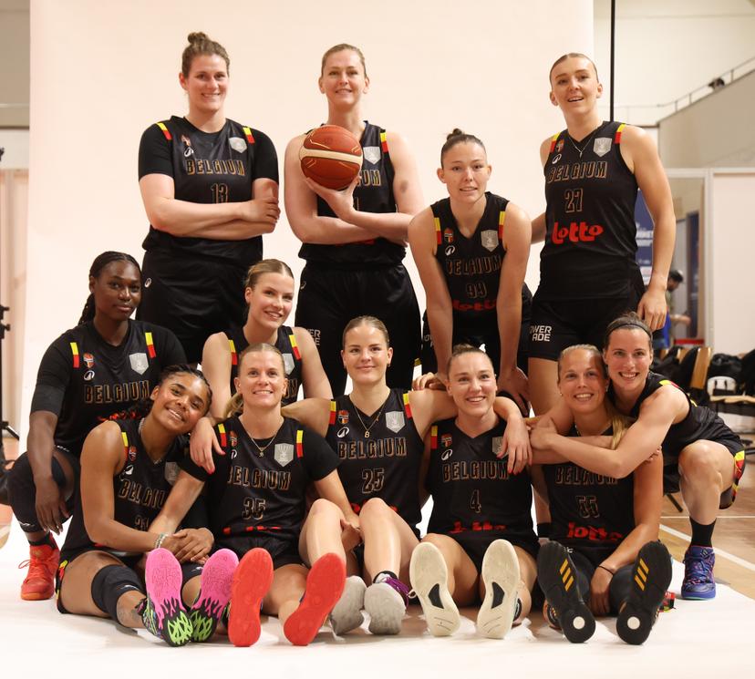 Belgian Cats' players pictured during the official shooting day of the Belgian national women team 'the Belgian Cats', in Brno, Czech Republlic, on Wednesday 18 June 2025, at the FIBA Women's EuroBasket 2025. BELGA PHOTO VIRGINIE LEFOUR
