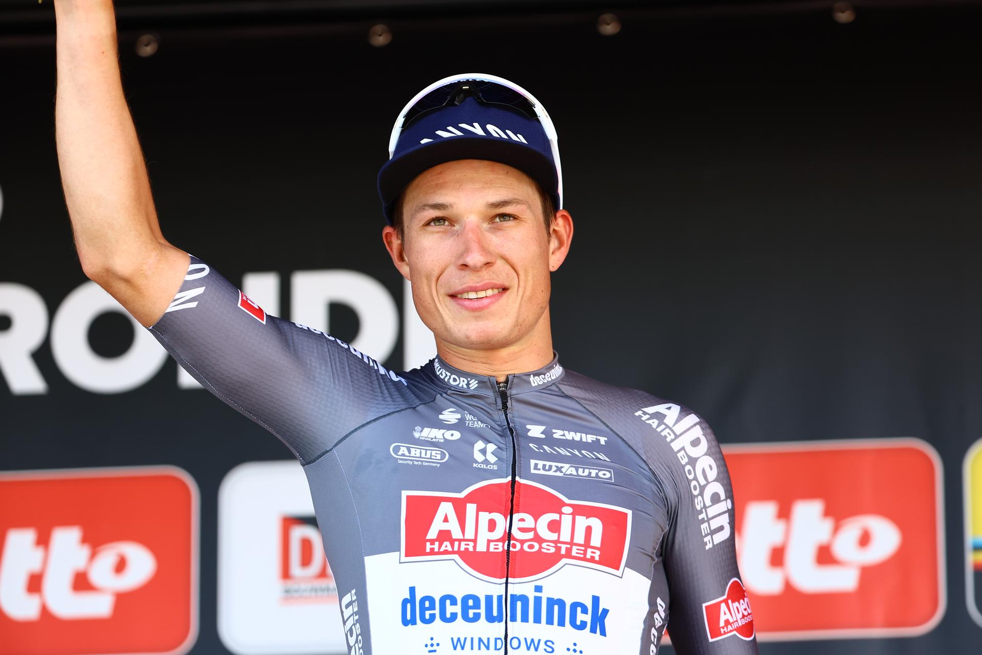 Belgian Jasper Philipsen of Alpecin-Deceuninck pictured after the Elfstedenronde one day cycling race, race 4 (out of 8) of the Lotto Belgium  Cup, 196 km with start and finish in Brugge, Sunday 15 June 2025. BELGA PHOTO DAVID PINTENS