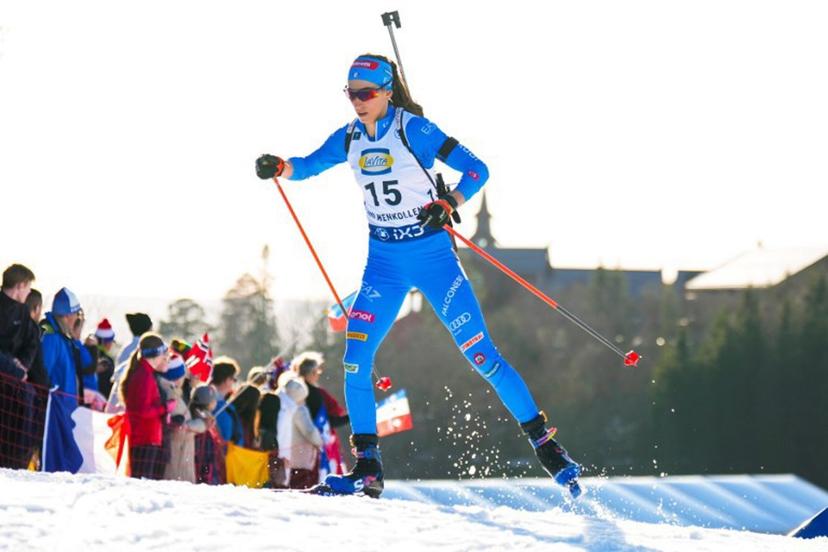 Italy's Lisa Vittozzi compete during the women's 7,5km sprint event of the IBU Biathlon World Cup in Holmenkollen, Oslo on March 19, 2026.  Heiko Junge / NTB / AFP