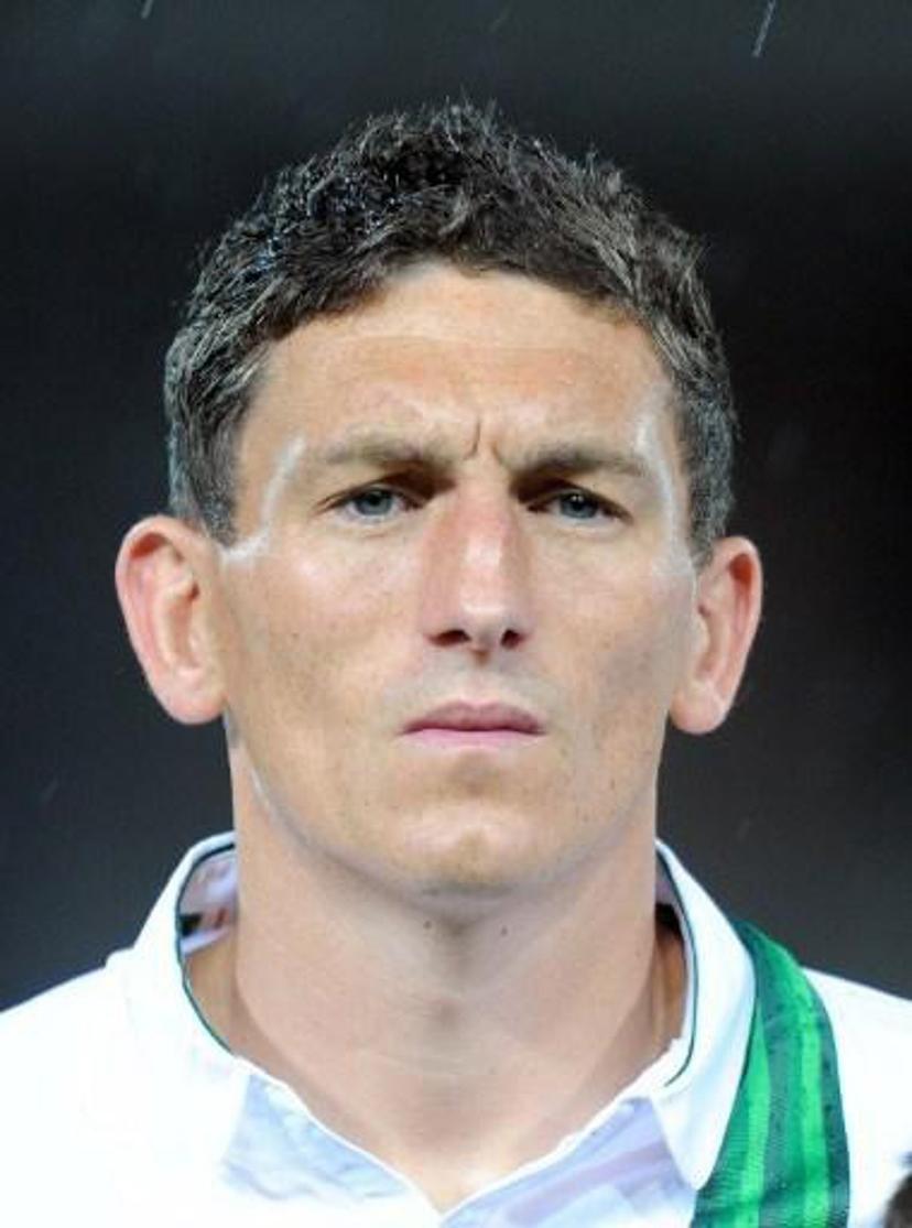 Ireland's striker Keith Andrews listens to the national anthem prior to the friendly match against Hungary at Budapest's Puskas Stadium on June 4, 2012 ahead of the Euro 2012 football championship, taking place in Poland and Ukraine from June 8 to July 1.  AFP PHOTO / ATTILA KISBENEDEK