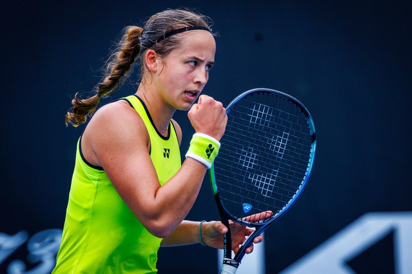 Belgium¿s Hanne Vandewinkel during a qualifying match against USA¿s Carol Young Suh at the Australian Open, Melbourne Park, Melbourne, January 13, 2026.    Photo by Patrick Hamilton/SIPA USA) ---  BENELUX ONLY     ---