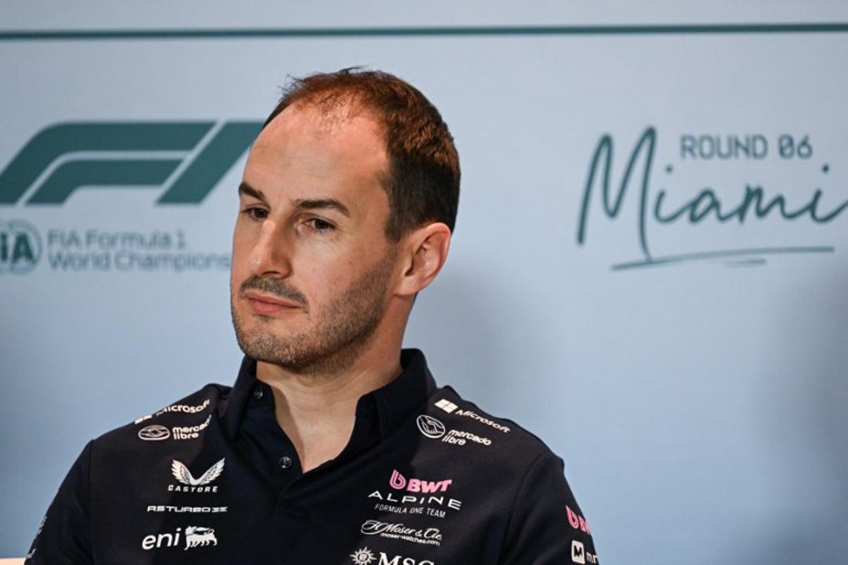 Alpine's British team principal Oliver Oakes speaks during a press conference following the practice session for the 2025 Miami Formula One Grand Prix at Miami International Autodrome in Miami Gardens, Florida, on May 2, 2025.   CHANDAN KHANNA / AFP
