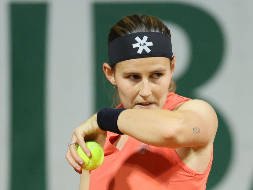 Belgian Greet Minnen reacts during a match between US Dolehide and Belgian Minnen in the first round of the Women's Singles at the Roland Garros French Open tennis tournament, in Paris, France, Monday 26 May 2025. This year's tournament takes place from 25 May to 08 June. BELGA PHOTO BENOIT DOPPAGNE