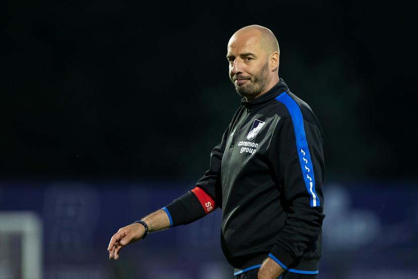 Patro Eisden's head coach Stijn Stijnen pictured after a soccer match between Patro Eisden Maasmechelen and Cercle Brugge, Sunday 18 May 2025 in Maasmechelen, the first leg of the Relegation Play-offs Finals of the 2024-2025 'Jupiler Pro League' Belgian championship. The winner of the meeting will qualify to play in the First Division. BELGA PHOTO KRISTOF VAN ACCOM