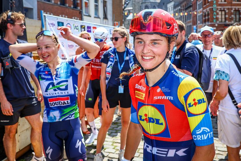 Belgian Fleur Moors of Lidl-Trek pictured after the women's elite road race of the Belgian Cycling Championships, 132,8 km from and to the Grand Place square in Binche on Sunday 29 June 2025. BELGA PHOTO DAVID PINTENS