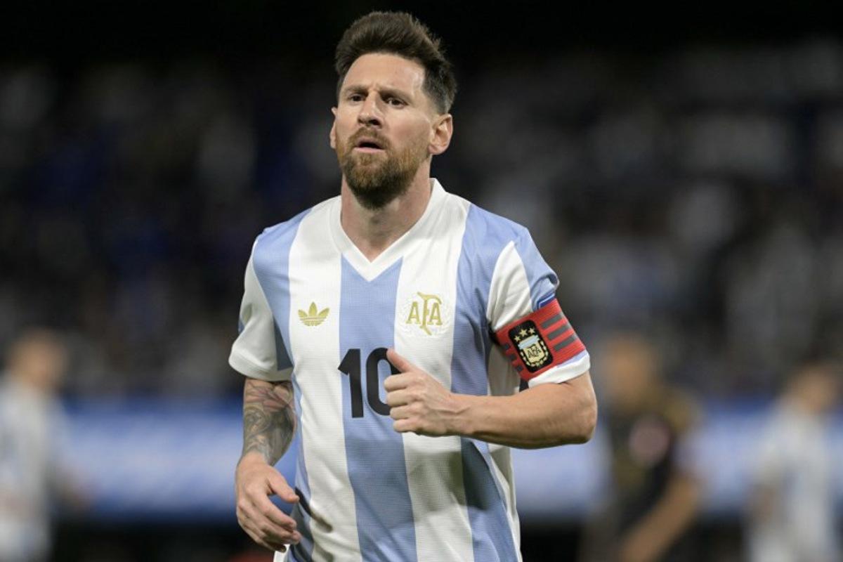 Argentina's forward #10 Lionel Messi gestures during the 2026 FIFA World Cup South American qualifiers football match between Argentina and Peru at the La Bombonera stadium in Buenos Aires on November 19, 2024.  JUAN MABROMATA / AFP