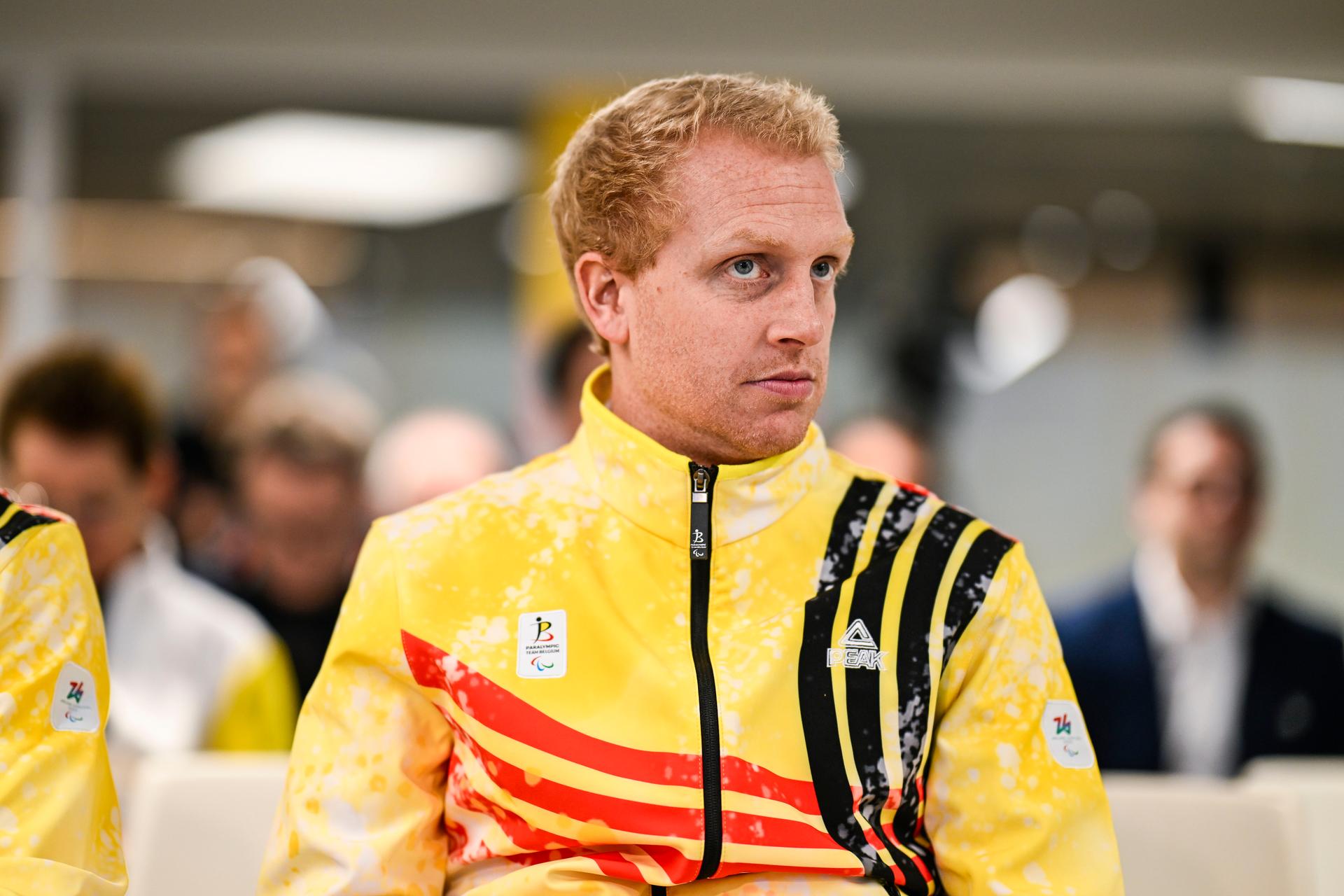 Belgian skier Maximilien Seeger pictured during a press conference of the Paralympic Team Belgium to present the athletes representing Belgium at the 2026 Paralympic Winter Games in Cortina d'Ampezzo and Milan (from March 6 to 15), on Tuesday 24 February 2026, in Brussels. BELGA PHOTO TOM GOYVAERTS