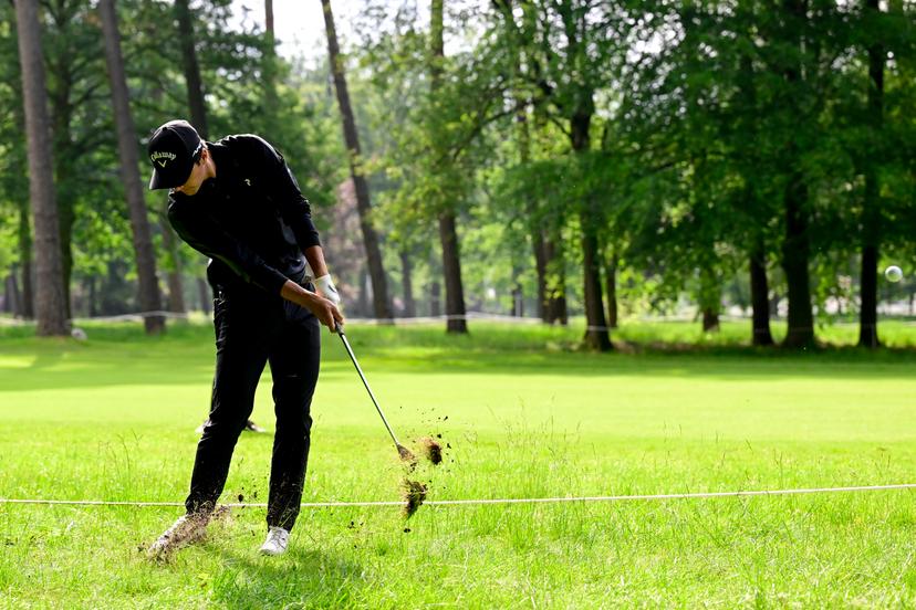 Belgian Matthis Besard pictured during the first round (1/4) at the 2024 Soudal Open DP World Tour golf tournament, in Schilde, Thursday 23 May 2024. The 2024 Soudal Open takes place from 23 to 26 May at the Rinkven Golf Club in Schilde. BELGA PHOTO DIRK WAEM
