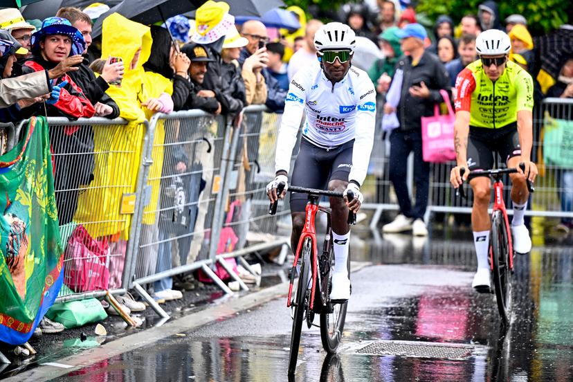 Eritrean Biniam Girmay Hailu of Intermarche-Wanty pictured at the start of the second stage of the 2025 Tour de France cycling race, from Lauwin-Planque to Boulogne-sur-Mer (212 km), on Sunday 06 July 2025 in France. The 112th edition of the Tour de France starts on Saturday 5 July in Lille, and will finish in Paris on the 27th of July. BELGA PHOTO JASPER JACOBS