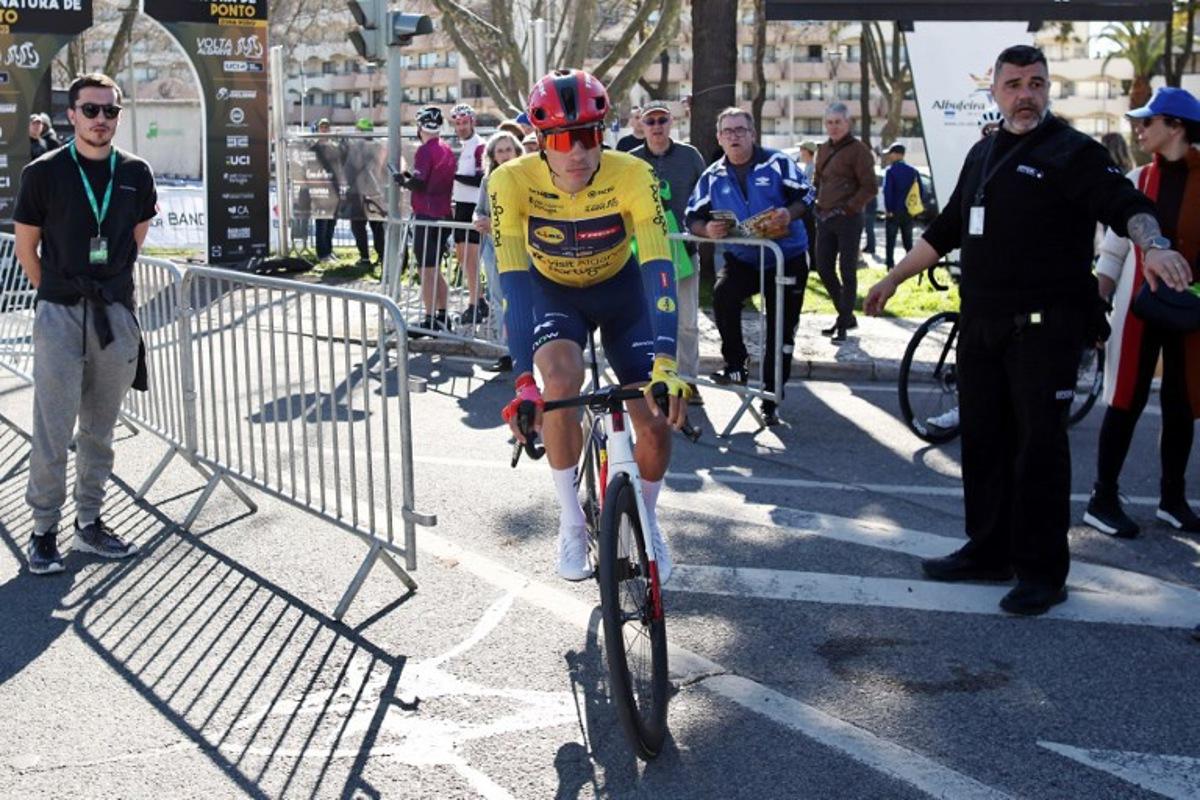 Lidl-Trek Spanish cyclist Juan Ayuso is pictured in Albufeira before the stage four of the Algarve Tour, a 182.10 km race from Albufeira to Lagos, on February 21, 2026.  João Matos / AFP