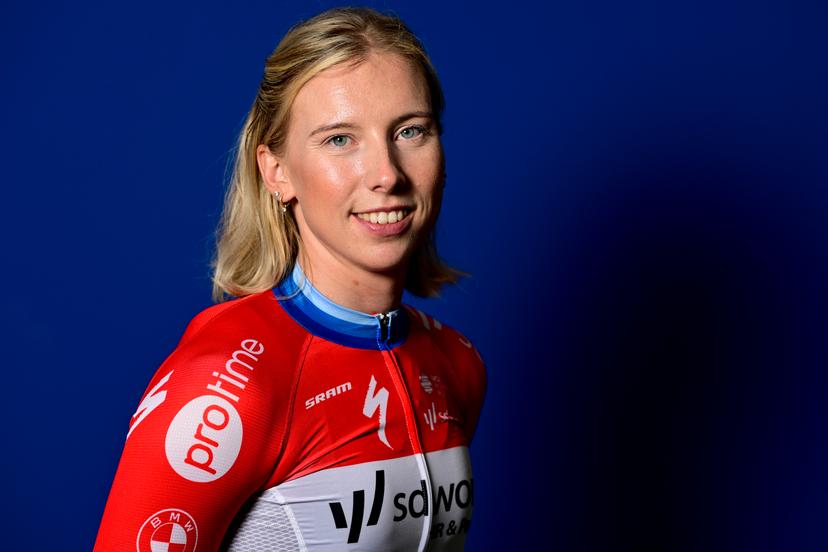 Dutch Lorena Wiebes of SD Worx-Protime poses for the photographer at the team presentation of the Team SD Worx-Protime cycling team, at the photography museum (FOMU), in Antwerp, Thursday 08 January 2026. BELGA PHOTO DIRK WAEM