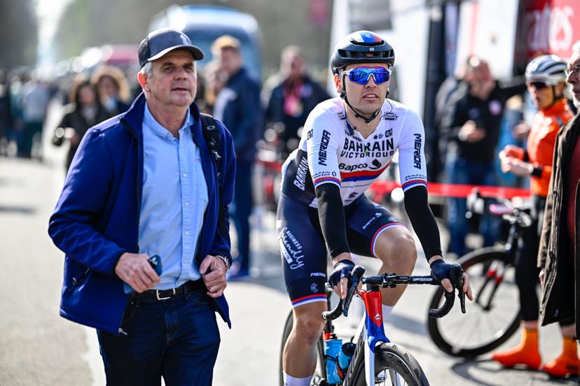 Serbian Dusan Rajovic of Bahrain Victorious pictured at the start of the men's elite race of the 'Paris-Roubaix' cycling event, 256,6km from Compiegne to Roubaix, France on Sunday 09 April 2023. BELGA PHOTO JASPER JACOBS